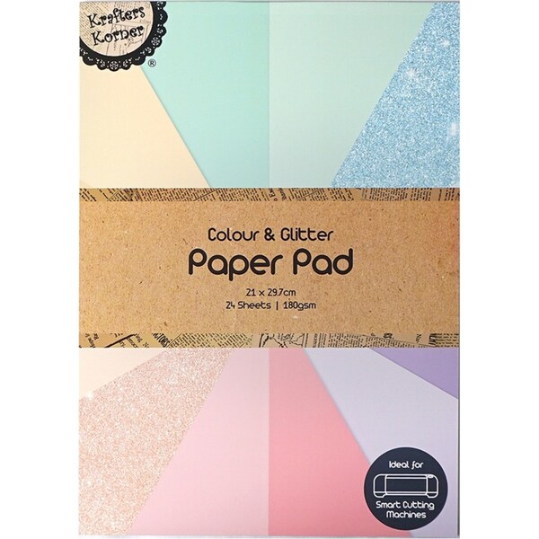 Krafters Korner A4 Colour & Glitter Card Pad Assorted Kids Craft Set 6+