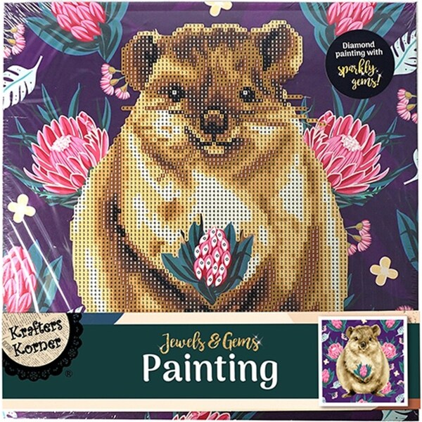 Krafters Korner Jewels & Gem Painting Canvas Quokka Creative Kids Craft Set 6+