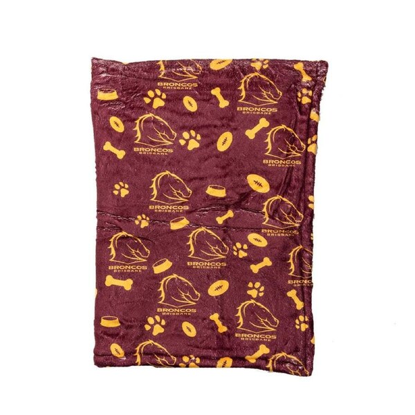 The Stubby Club Brisbane Broncos NRL Themed Durable Dog/Cat Pet Play Blanket