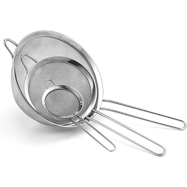 Catzon 3 Pcs Fine Mesh Strainers with Handle Stainless Steel for Kitchen