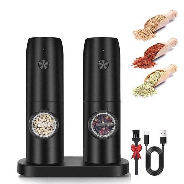 Catzon 2 Pcs Electric Salt & Pepper Grinder Rechargeable for Kitchen BBQ