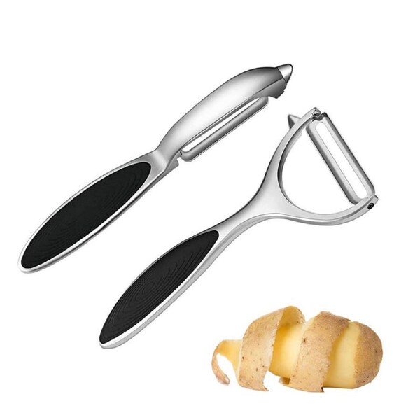 Catzon 2 Pcs Peelers Y & I-Shaped with Non-Slip Handle for Vegetable Fruits