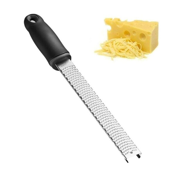 Catzon Lemon Zester Grater with Handle Stainless Steel for Cheese Ginger-Black
