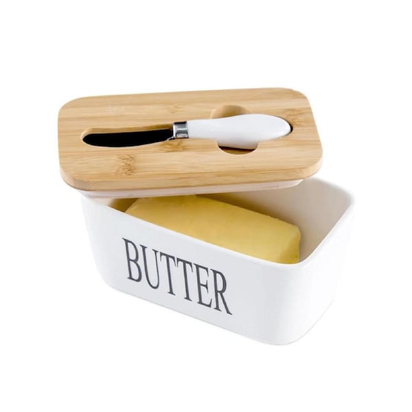 Catzon Airtight Butter Dish with Lid and Butter Knife for Countertop