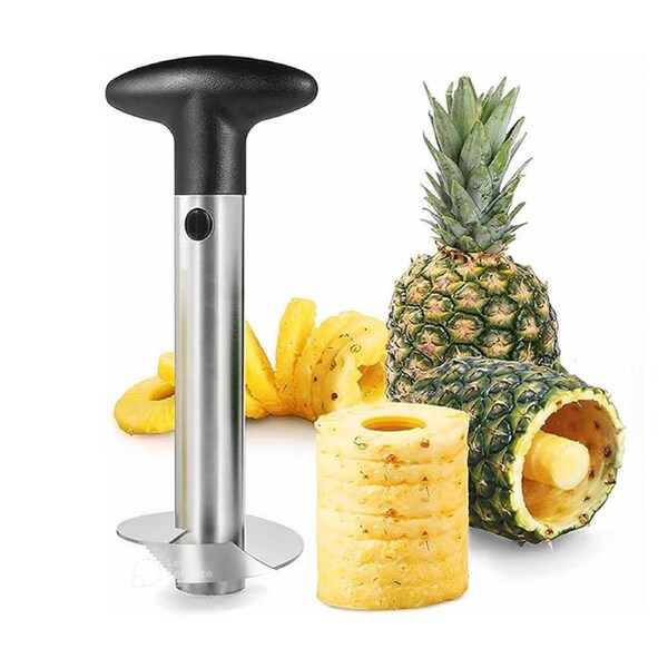 Catzon Pineapple Corer Stainless Steel with Non-Slip Grip Handle-Black