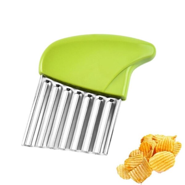 Catzon Crinkle Vegetable Cutter Stainless Steel for Potato Carrot Chip-Green