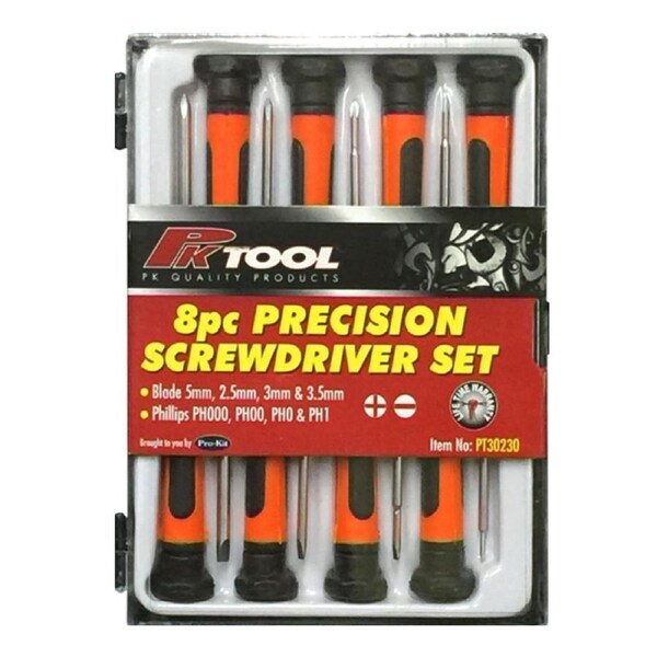 Precision Screwdriver 8pc Set 4 x Flat 4 x Phillips
