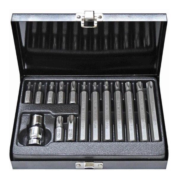 PK Tools 10mm HEX CR-V Star 15pc Set Inc 1/2"Adaptor T20 to T55