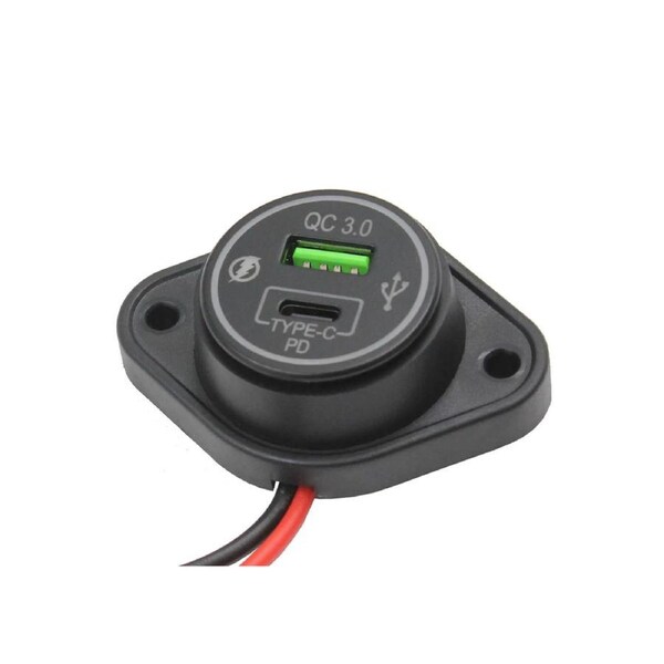 Blue Bar Surface Mount USB Charger USB C + QC