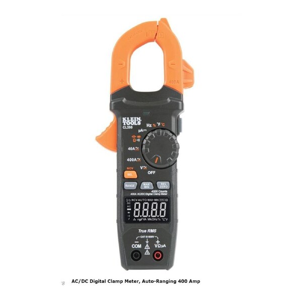 Klein Tools AC/DC Digital Clamp Meter 400 amp Auto Ranging