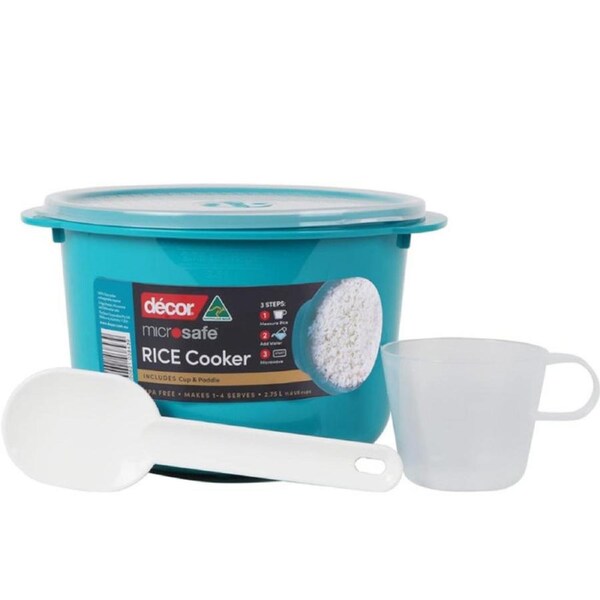 Decor Rice Cooker with Rice Paddle and Measuring Cup, Teal, 2.75 Litre Capacity
