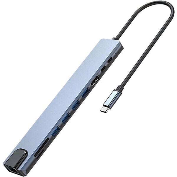 10 in 1 USB C Adapter with 4K HDMI, 100W PD, USB C Port, USB 3.0, RJ45 Ethernet, SD/TF Card Reader, Docking Station Compatible with Pro/Air USB C Laptops