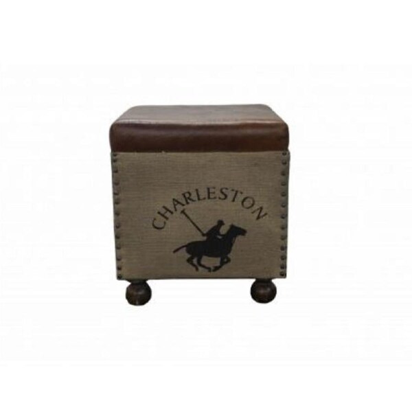 LEATHER CANVAS OTTOMANS BROWN