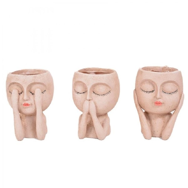 Potted Plant Holders Hear See Speak No Evil Set 3 Planters Tpa036