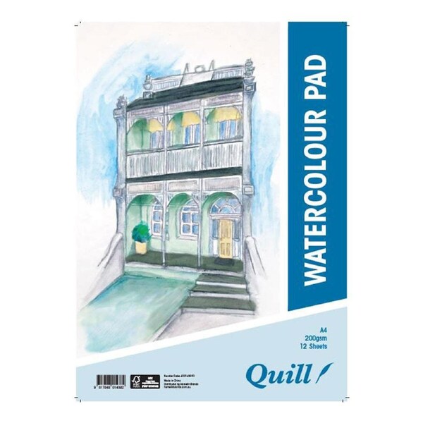 Quill 200gsm Watercolour Pad 12pg (A4)