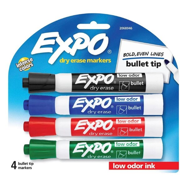 Expo Bullet Tip Whiteboard Marker (Pack of 4)