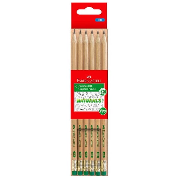 Faber-Castell Natural Eraser Tip HB Graphite Pencil 6pcs