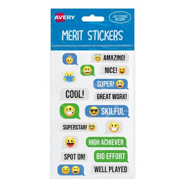 Avery Messaging Shapes Merit Stickers 68pcs