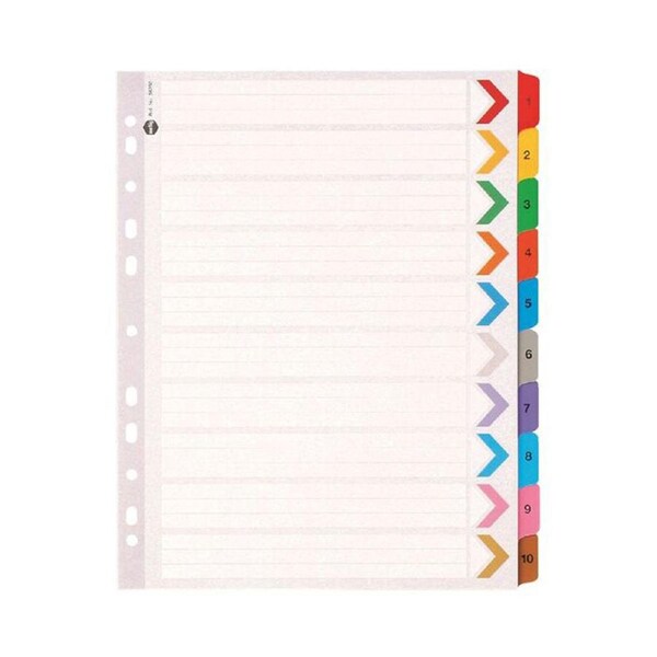 Marbig A4 1-10 Tab Extra Wide Board Reinforced Dividers