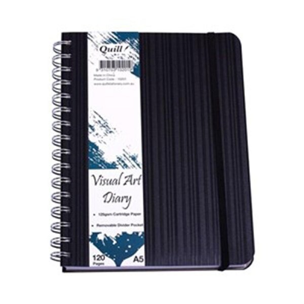 Quill A5 Premium Visual Art Diary with Pocket 120pg (Black)