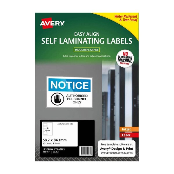 Avery Self Laminating Label 5pcs (59x84mm)
