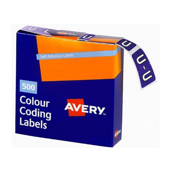 Avery Purple U Side Tab Colour Coding Label 500pk (25x38mm)