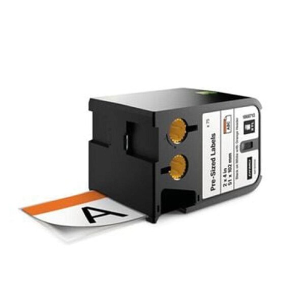 Dymo XTL Orange PreSize Black on White Label Tape (51x102mm)