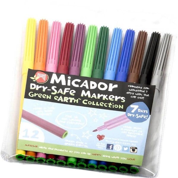 Micador Dry-safe Markers 12pk (Assorted)