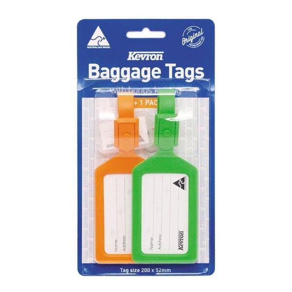 Kevron Baggage Tags with Bonus Key Tag (2pk)