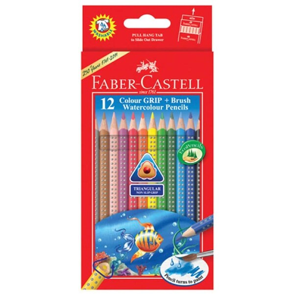Faber-Castell Grip Watercolour Triangular Pencils with Brush