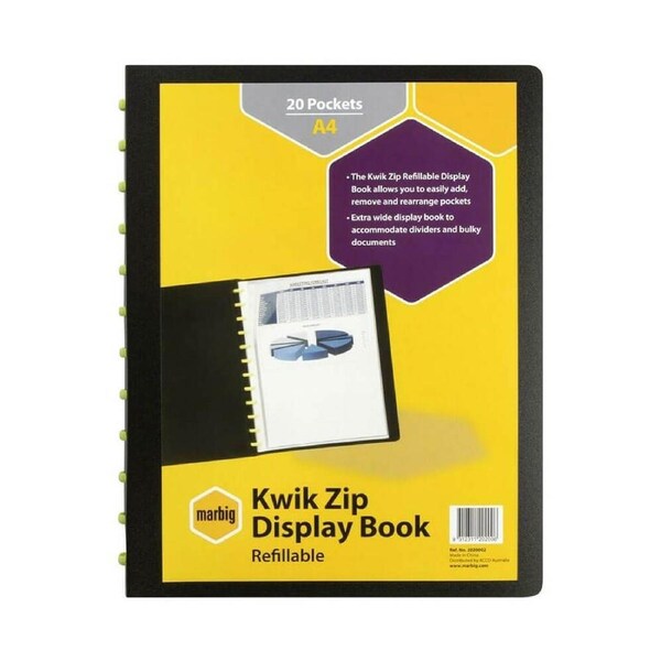 Marbig Kwik Zip Display Book A4 (20 pages)