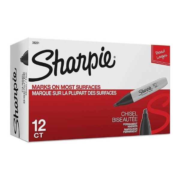 Sharpie Broad Chisel Permanent Marker Black (12pk)