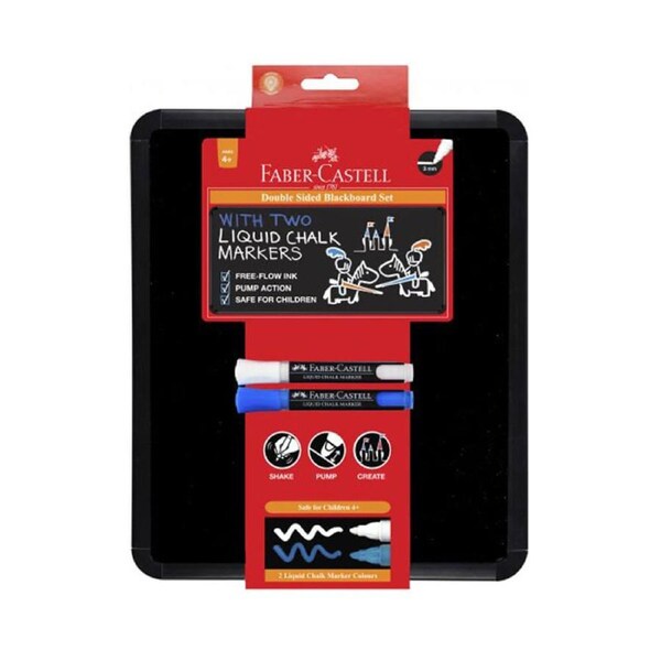 Faber-Castell Double Sided Blackboard with Liquid Chalk 2pk