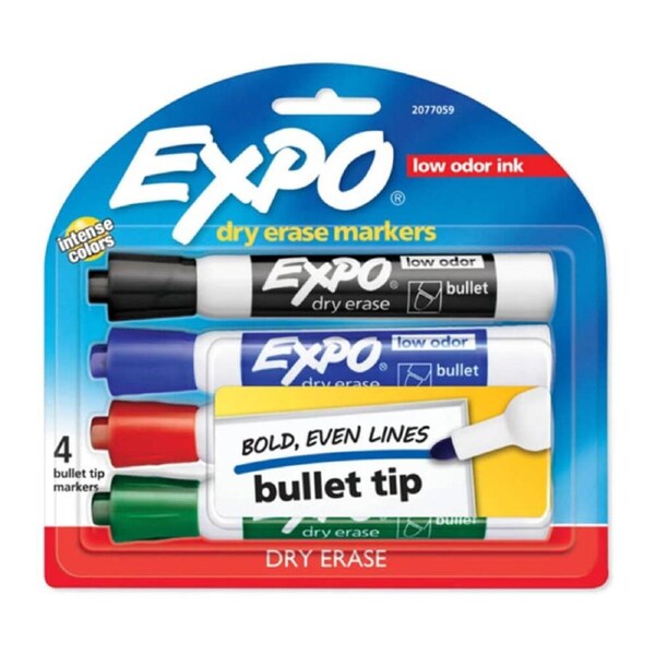 Expo Bullet Whiteboard Marker 4pk (Assorted)