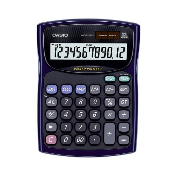 Casio 12 Digit Desktop Waterproof Calculator