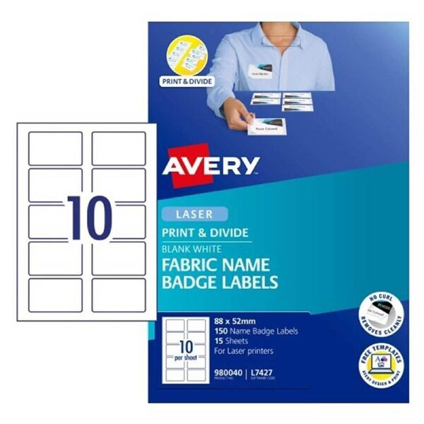 Avery Events & Branding Fabric Name Badge 15pk (10/sheet)