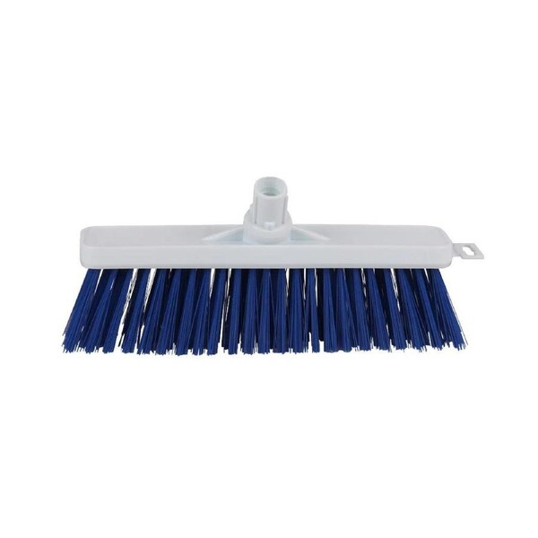 SYR Hard Push Nylon Bristles Broom 30cm Head Floor Yard Cleaner/Sweeper Blue