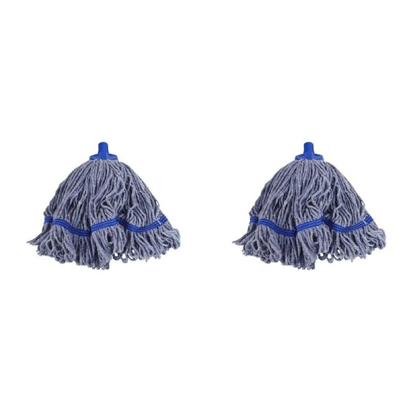 2x SYR Syrtex 43cm Colour Yarn Home/Office Floor Cleaning Mop Head Midi Blue