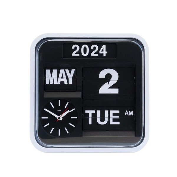 Leni Bankers Analog Quartz Square Wall Clock With Calendar 32x32cm Black