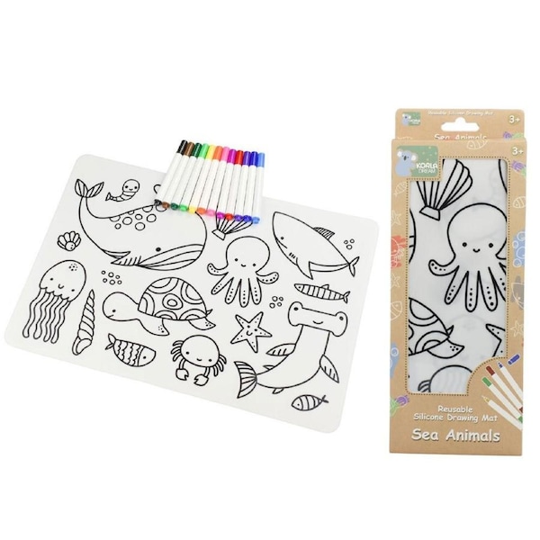 Koala Dream Reusable Silicone Kids/Childrens Drawing Mat-Sea Animals 3Y+