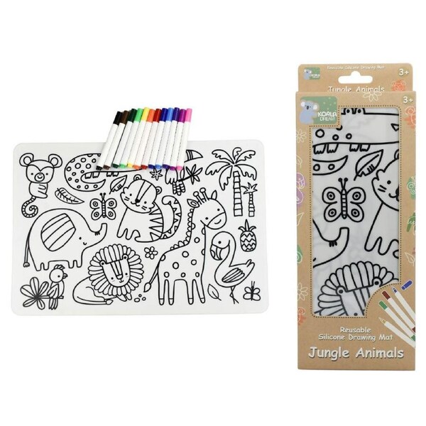 Koala Dream Reusable Silicone Kids/Childrens Drawing Mat-Jungle Animals 3Y+