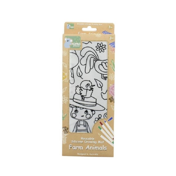 Koala Dream Reusable Silicone Kids/Childrens Drawing Mat- Farm Animals 3Y+