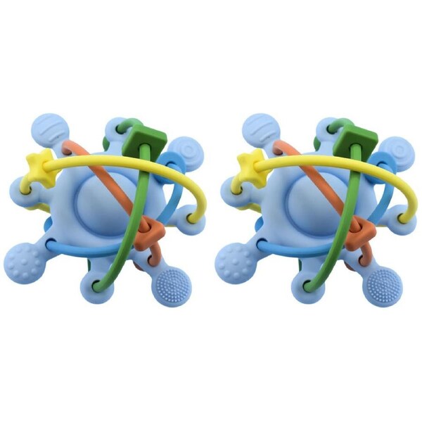 2x Koala Dream Kids/Childrens Silicone Sensory Space Rattle Teether Blue 4M+