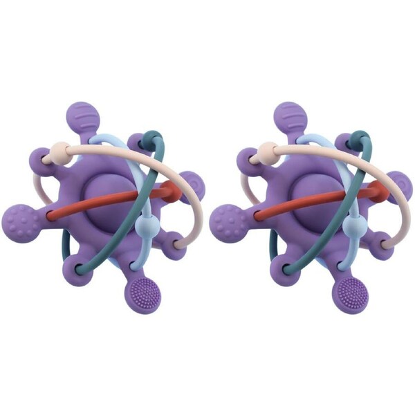 2x Koala Dream Kids/Childrens Silicone Sensory Space Rattle Teether Purple 4M+