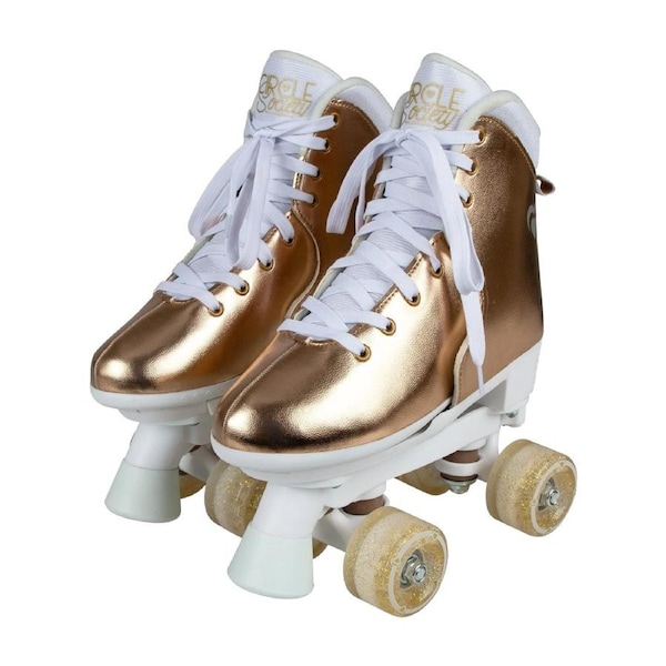 Circle Society Adjustable Quad Kids Roller Skates in Metallic Rose Gold Rhythm Skates