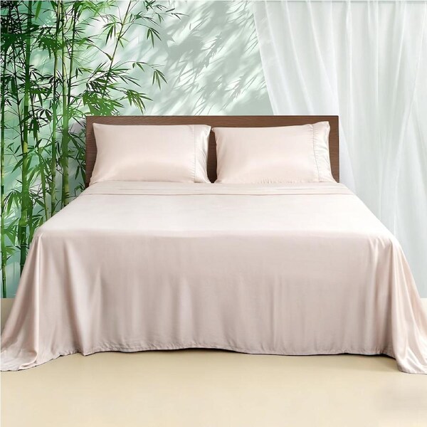 LINENOVA Pure Bamboo Sheet Sets Luxury Soft Flat Fitted Sheet Pillowcases Set All Size 8 Colors King / Latte