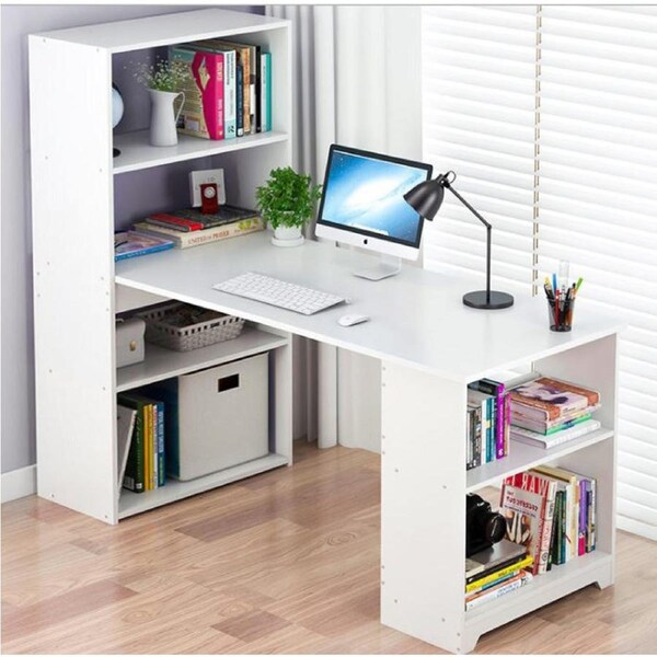 Varossa's Organizer Combination Workstation Computer Desk with 6 Storage Shelves (White)