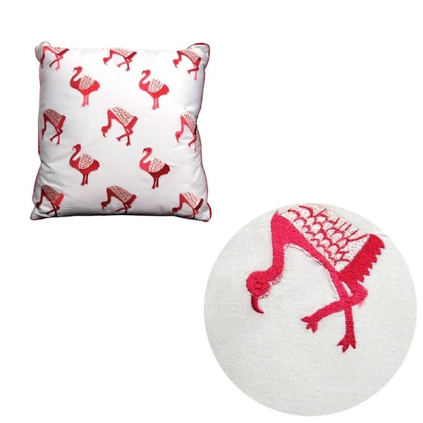 J Elliot Home Flamingo Embroidered Cushion 43 x 43 cm