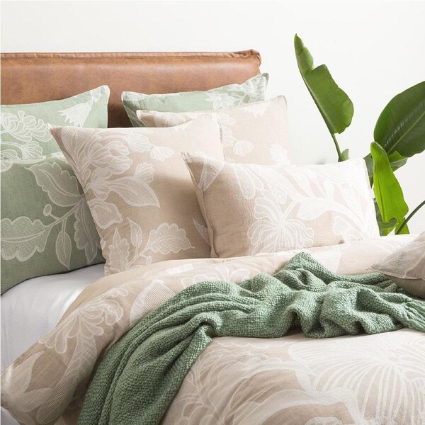 Renee Taylor Bentley Cotton Jacquard European Pillowcase 65cm Pillow Cover Nude