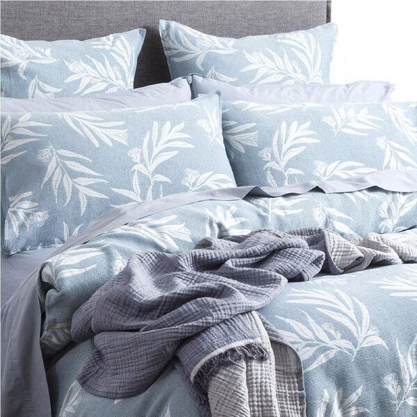 Renee Taylor Native Cotton Jacquard European Pillowcase 65x65cm French Blue